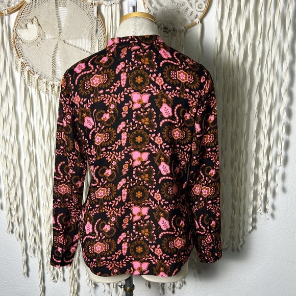 A.L.C. Danielle Silk Long Sleeve Top Pink Floral Print Size 2 - Picture 7 of 12